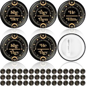 Hoteam 100 Pronoun Badges Pins Tarot Style Gender Identity Pins Pronouns Recognition Brooch "he/him,She/her,They/them" Badges for Shirts Clothes