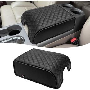 KBH Center Console Cover for Ford F150 XL XLT 2004-2014, Expedition 2007-2014, Lincoln Mark LT 2006-2008, Vinyl Leather Armrest Cushion, Floor Console, Bucket Seat, Anti-Scratch, Black