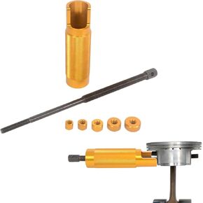 MOTO4U Piston Pin Puller, Plungers Remover Tool Heavy Duty Wrist Pin Puller-Short Skirt Piston Tool with 5 Adapters Piston Bolts (11mm, 13mm, 16mm, 19mm, 22mm) for Small Engine Repairs in Gold