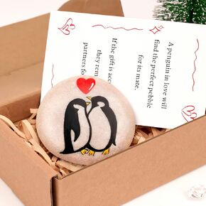 هدايا عيد الحب بالنسبة له أو لها - Penguin Penguin Pebble ، هدية صغيرة مضحكة وفريدة من نوعها ، أفضل هدية أولى لصديقتها ، صديقها ، زوجها - بطاقات عيد الحب للبالغين ، الأولاد ، الفتيات
