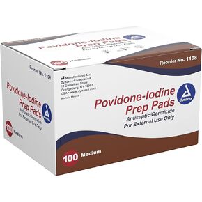 Dynarex 1108 Povidone Iodine Prep Pads (Pack of 100)