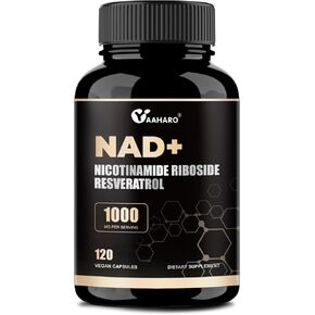 ملحق NAD 120 كبسولات - ريبوسيد النيكوتيناميد الشحمي ث/ترانسفيراترول وكيرسيتين - 1000mg NAD+ ملحق للرجال والنساء - يدعم الطاقة والتركيز - 60 يوما العرض