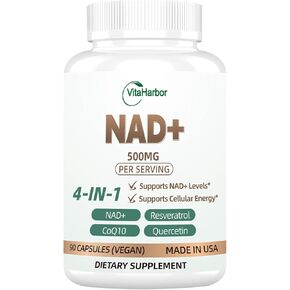 ملحق NAD 500mg ، ملحق NAD Opans Organic للنساء والرجال ، NAD+ مع Trans-Resveratrol & CoQ10 & Quercetin للطاقة الخلوية والشيخوخة الصحية ، NMN البديل (90 قبعات نباتية)