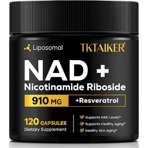 NAD Supplement, NAD Resveratrol Supplement + Nicotinamide Riboside, NMN Alternative Liposomal NAD+ for Women & Men, Support Cellular Health, Stamina & Healthy Aging - 120 Capsules