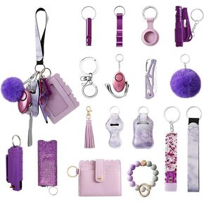 Wristlet Keychain Set with RFID Wallet Card Holder and Bottle Opener, Car Keychain Accessories for Women