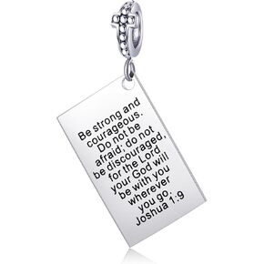 Betty & Sarah Bible Verse Charm لسوار السحر والقلادة - المجوهرات الدينية الفضية مع الكتاب المقدس والكتاب المقدس