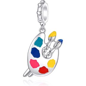 Yafeini Artist Charm for Bracelet 925 Sterling Silver Palette and Bead Bead Charm Mother's Artsy Jewelry for Women Mom Art Teacher Painter