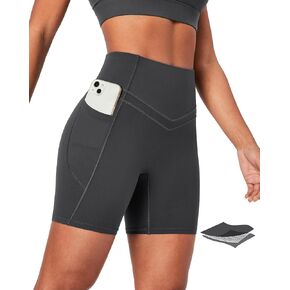 IUGA Tummy Control Biker Shorts Women with Pockets Workout Gym Shorts High Waisted Yoga Running Compression Shorts Spandex