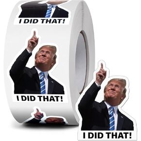 ASUNO 500 PCS Trump I Did That Stickers 1" × 2" Waterproof Vinyl Decals Funny Donald Trump Merchandise Self-Adhesive Car Bumper Labels Roll for Gas Pumps Truck Laptop Window Gift