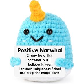 Mini Narwhal Graduation Gifts for Her Him College, Women Men Gifts for Boys Girls Birthday Gift for Teens, Emotional Inspirational Support Positive Crochet Animals, Cute Stuff Narwhal Potato Pickle