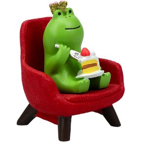 Miniature Frog Cake Figurine - Funny Shelf & Desk Decoration - Perfect Cute Frog Gift (Pink Sofa)