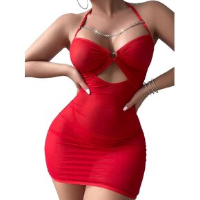 Pitinan مثير الملابس الداخلية للنساء للنساء الملابس الداخلية مجموعة Bodycon Mini Lingerie Dress Ruched Party Clubwear