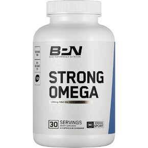 تغذية الأداء العارية ، BPN Strong Omega Oil Oil Soft Gel ، 1290 ملغ من زيت السمك للفرد ، والأسماك التي تم صيدها البرية ، مصادر مستدامة ، معتمدة من IFOS ، 30 حصصًا