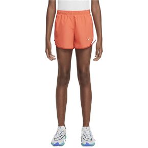 Nike Tempo Big Kids' (Girls') Dri-FIT Running Shorts (Light Wild Mango/White/Vintage Coral/White, 848196-643) Size Medium