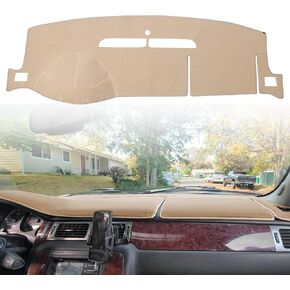 Dash Cover Mat Fit for 2007-2014 GMC Yukon Sierra SLT Denali,2007-2013 Chevy Chevrolet Silverado 1500 2500HD 3500HD LTZ/Avalanche/Suburban,07-14 Tahoe, Dashboard Carpet Pad (07-14Beige)