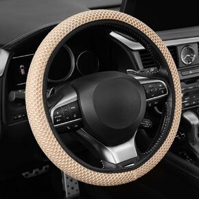 alpmosn Elastic Stretch Steering Wheel Cover, Universal Interior Accessories Steering Wheel Cover for Women & Men, Breathable Microfiber Ice Silk, Anti-Slip, Odorless, Easy Carry(Black)