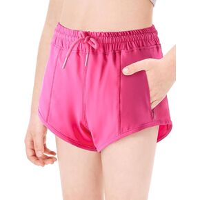 Girls Shorts with Pocket Girls Athletic Shorts with Soft Liner Running Soccer Gym Workout Bike Toddler Kids 5-14Y