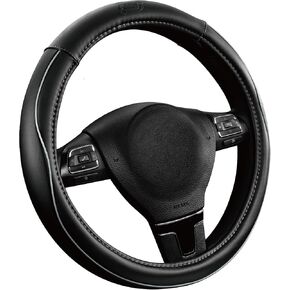 Skechers Memory Foam Steering Wheel Cover,Piping Microfiber Leather Steering Wheel Cover Sporty Universal Fit 14" 1/2-15" Car Wheel Protector for Men Women Fit Suvs,Vans,Sedans,Car,Trucks,Black
