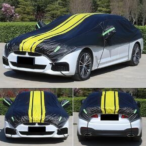 Half Car Cover, Universal Car Covers for Automobiles All Weather Waterproof, Windshield Snow Protector Outdoor Indoor Waterproof Dustproof Hail UV Resistant Snowproof Universal Hatchback