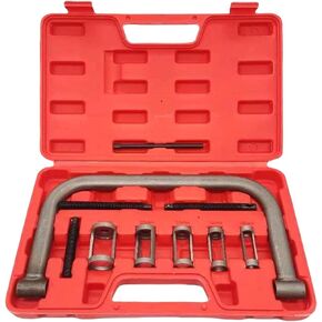 Valve Spring Compressor Set, 10pcs Valve Spring Removal Tool with Solid C Clamp, 5pcs Collet Pusher Adapters for Motorcycle, ATV, Car, Small Engine Vehicle Equipment