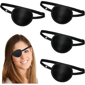 4 أجهزة كمبيوتر سوداء eyepatch ، عثرة ثلاثية الأبعاد تناسب تمامًا رقعة العين اليسرى أو اليمنى للبالغين أطفال