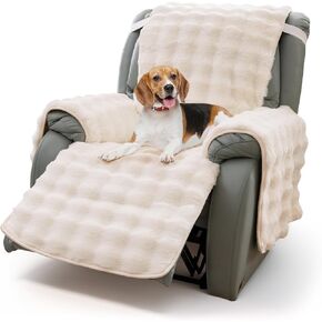 TOPCHANCES Thick Plush Rabbit Recliner Chair Cover,Warm Non Slip Lazy Boy Recliner Slipcover Covers Stay in Place,Furniture Protector with Elastic Straps for Kids Dogs Pets