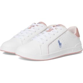 Polo Ralph Lauren Unisex, Heritage Court III (Big Kid), White/Pink, 4 Medium