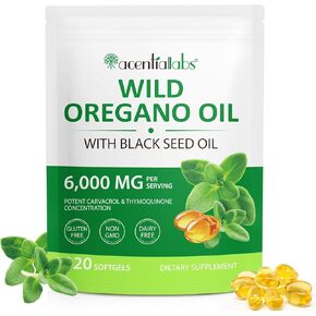 Oregano Oil Softgels Organic, 2 in 1 Oil of Oregano with Black Seed Oil 120 Count, Oregano Oil Supplement Capsules, Organic Oil of Oregano Extract, Non-GMO, Gluten Free
