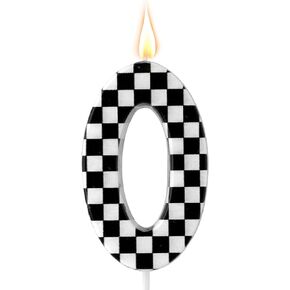 Racing Cars Themed Birthday Candle, Checkered Number Birthday Candles Black and White Candles Happy Birthday Cake Topper Party Decorations for Boys Racing Cars Themed Party Supplies (Number 3)