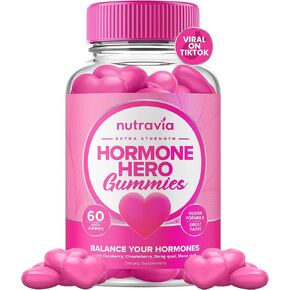توازن الهرمونات للنساء Gummies + PMS ملحق الإغاثة - يدعم تقلبات المزاج ، والجلد الصافي ، والتشنجات المنخفضة والانتفاخ - PMS GMOS فيتامين مع التوت البري ، Dong Quai (60 Gummies)