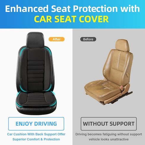 Car Seat Cushion with Back Support Pillow, Comfy Lumbar Support & Seat Cushion, Memory Foam Driving Pillow for Back-Sciatica Pain Relief, Auto Pad Suitable for Car, Truck, SUV - Black in Saudi Arabia