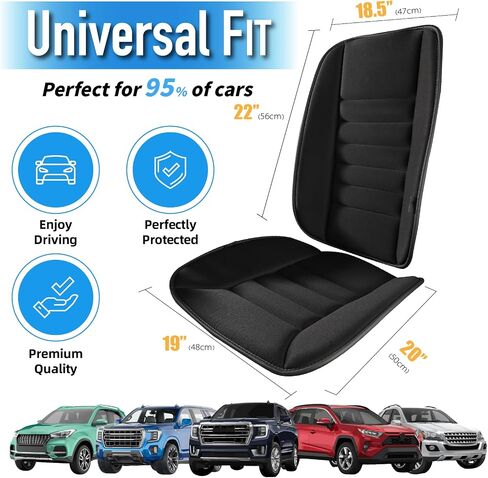 Car Seat Cushion with Back Support Pillow, Comfy Lumbar Support & Seat Cushion, Memory Foam Driving Pillow for Back-Sciatica Pain Relief, Auto Pad Suitable for Car, Truck, SUV - Black in Saudi Arabia