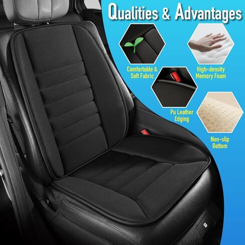 Car Seat Cushion with Back Support Pillow, Comfy Lumbar Support & Seat Cushion, Memory Foam Driving Pillow for Back-Sciatica Pain Relief, Auto Pad Suitable for Car, Truck, SUV - Black in Saudi Arabia