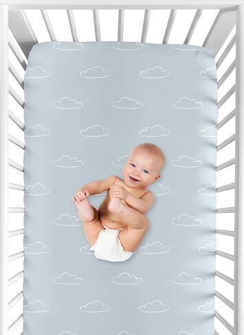 ملاءة سرير أطفال من Sweet Jojo Designs Slate Blue Boy مناسبة لغرف الأطفال أو الأطفال الصغار - لمجموعة النقل بشاحنات البناء in Kuwait