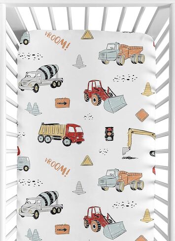 Sweet Jojo Designs Slate Blue Boy Fitted Crib Sheet Baby or Toddler Bed Nursery - for The Construction Truck Transportation Collection in Saudi Arabia