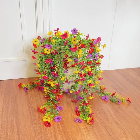 TURNMEON 4 Pcs Artificial Hanging Fall Flowers Fake Mums for Outdoors Fall Decorations, UV Resistant Hanging Plants Faux Silk Daisy Flowers for Autumn Decor Outside Gardens Porch Home Indoor (Orange) in Saudi Arabia