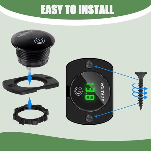 2PCS Green Light Battery Voltage Gauge DC 12V 24V Digital Display Voltage Meter Waterproof Voltmeter with Touch Switch for Boat Marine ATV Car Motorcycle Truck Boat RV in Saudi Arabia
