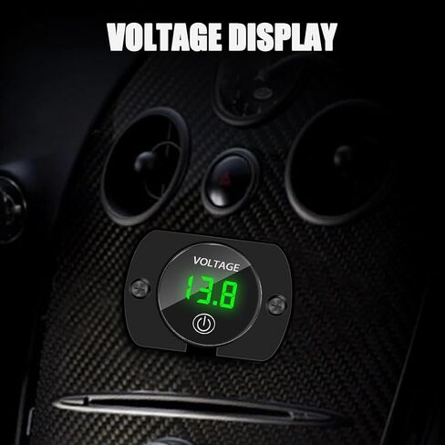 2PCS Green Light Battery Voltage Gauge DC 12V 24V Digital Display Voltage Meter Waterproof Voltmeter with Touch Switch for Boat Marine ATV Car Motorcycle Truck Boat RV in Saudi Arabia