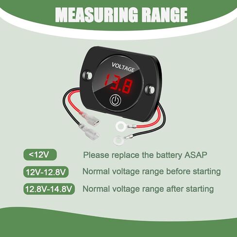 2PCS Green Light Battery Voltage Gauge DC 12V 24V Digital Display Voltage Meter Waterproof Voltmeter with Touch Switch for Boat Marine ATV Car Motorcycle Truck Boat RV in Saudi Arabia