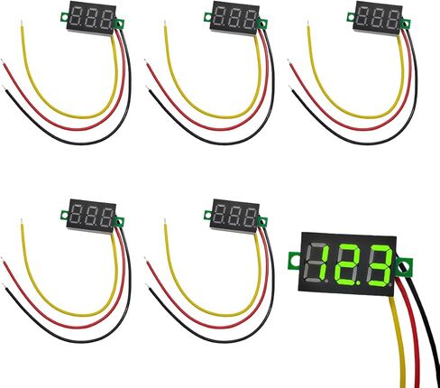 5 PCS Mini Digital Voltage Meter, DC 0~30V Three-Wire Digital Voltmeter Gauge Tester, 0.36" Calibratable LED Display Panel Mount Car Motorcycle Voltmeter Battery Monitor (Green) in Kuwait