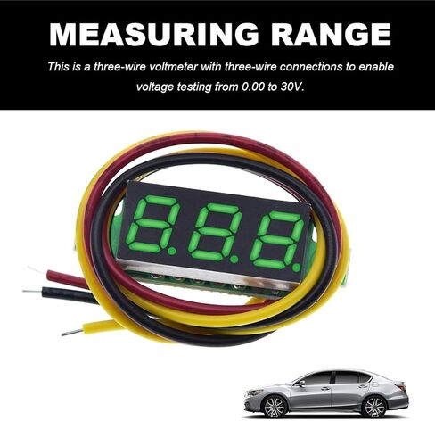 5 PCS Mini Digital Voltage Meter, DC 0~30V Three-Wire Digital Voltmeter Gauge Tester, 0.36" Calibratable LED Display Panel Mount Car Motorcycle Voltmeter Battery Monitor (Green) in Kuwait