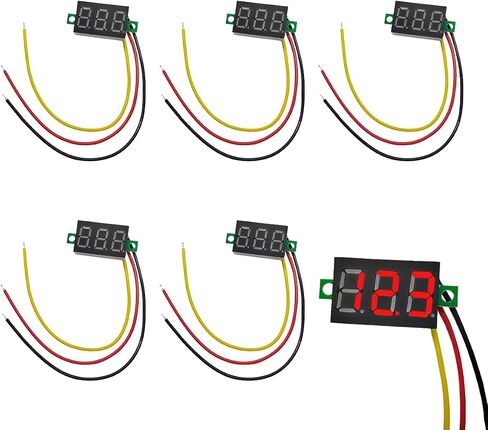 5 PCS Mini Digital Voltage Meter, DC 0~30V Three-Wire Digital Voltmeter Gauge Tester, 0.36" Calibratable LED Display Panel Mount Car Motorcycle Voltmeter Battery Monitor (Green) in Kuwait