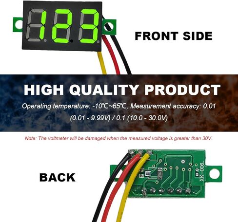 5 PCS Mini Digital Voltage Meter, DC 0~30V Three-Wire Digital Voltmeter Gauge Tester, 0.36" Calibratable LED Display Panel Mount Car Motorcycle Voltmeter Battery Monitor (Green) in Kuwait