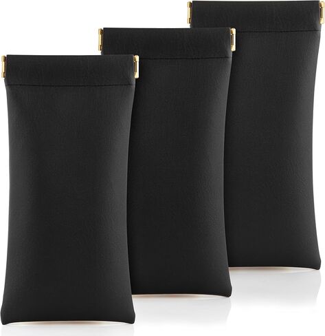 3 pack leather eyewear case PU soft sunglasses bag squeeze top portable lightweight eyewear case for men and women in Saudi Arabia