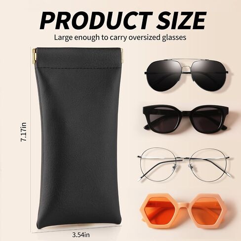 3 pack leather eyewear case PU soft sunglasses bag squeeze top portable lightweight eyewear case for men and women in Saudi Arabia