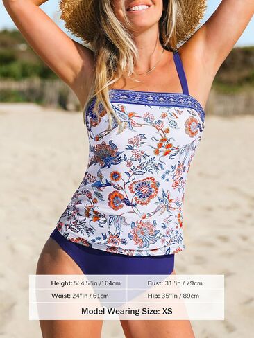 CUPSHE Women's Tankini Sets Two Piece Bathing Suits Square Neck Adjustable Straps Ruched Swimsuits Swimwear in Saudi Arabia