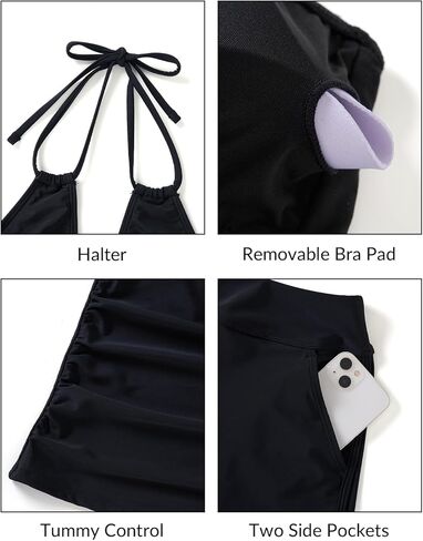 ملابس السباحة للسيدات تانكيني مع شورتات - رسنتين من قطعتين للسباحة 2025 بدلة السباحة السيطرة على البطن مع جيوب in Kuwait