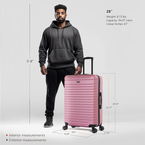 InUSA DEEP Luggage with GEL Handle | Spacious Traveling Suitcases Travel Suitcase with Dual Spinner Wheels and Studs | 28 Inch Large Hardside Luggage | Black in Saudi Arabia