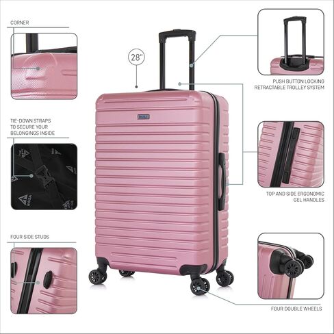 InUSA DEEP Luggage with GEL Handle | Spacious Traveling Suitcases Travel Suitcase with Dual Spinner Wheels and Studs | 28 Inch Large Hardside Luggage | Black in Saudi Arabia