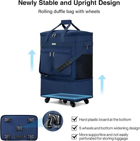 MILADA Travel Luggage Bag Suitcases with Wheels Expandable Foldable Travel Bag Collapsible Rolling Duffle Bag Large Suitcase for Men Women without Telescoping Handle, Black in Kuwait